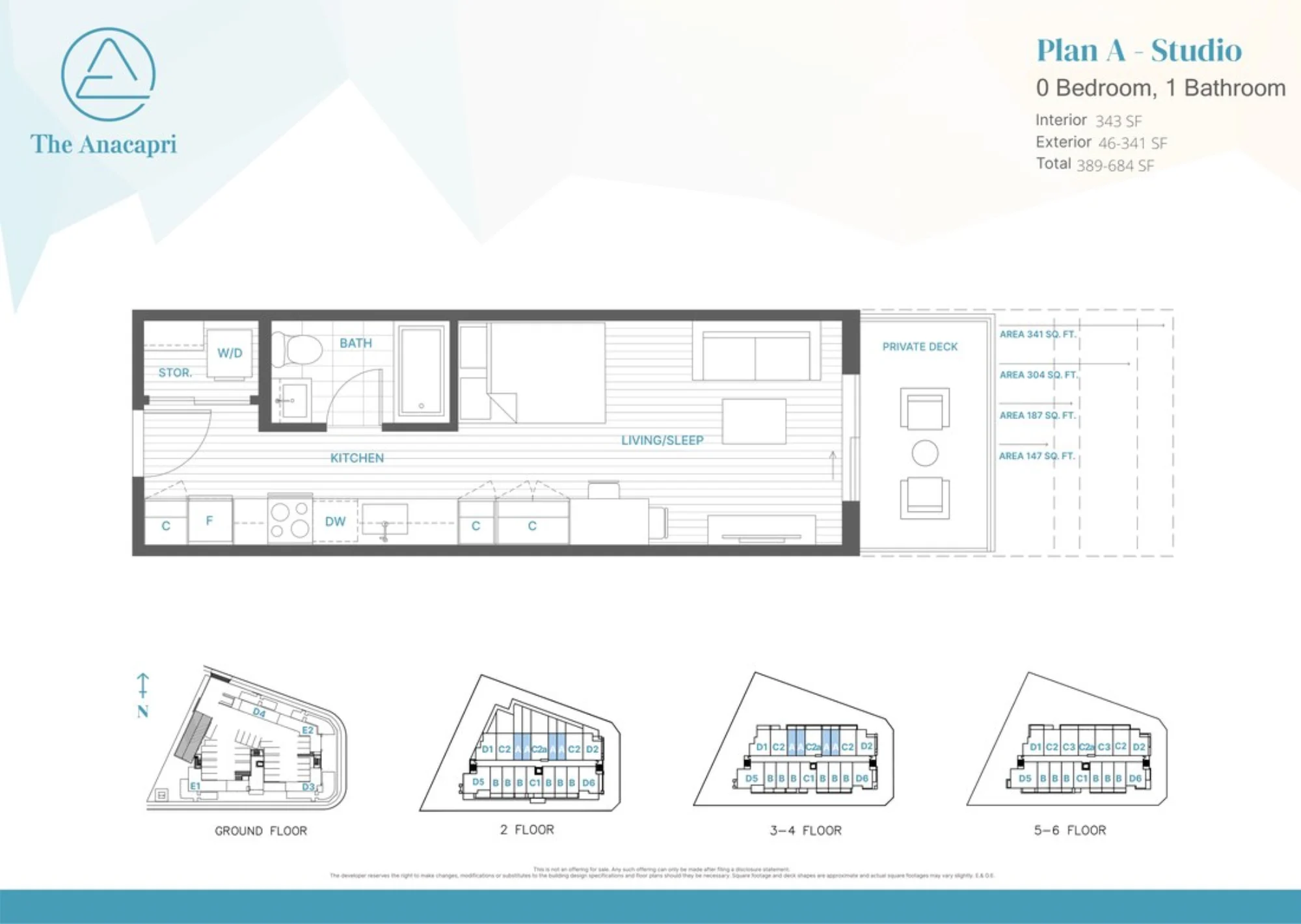 The Anacapri Plan A — Studio floorplan