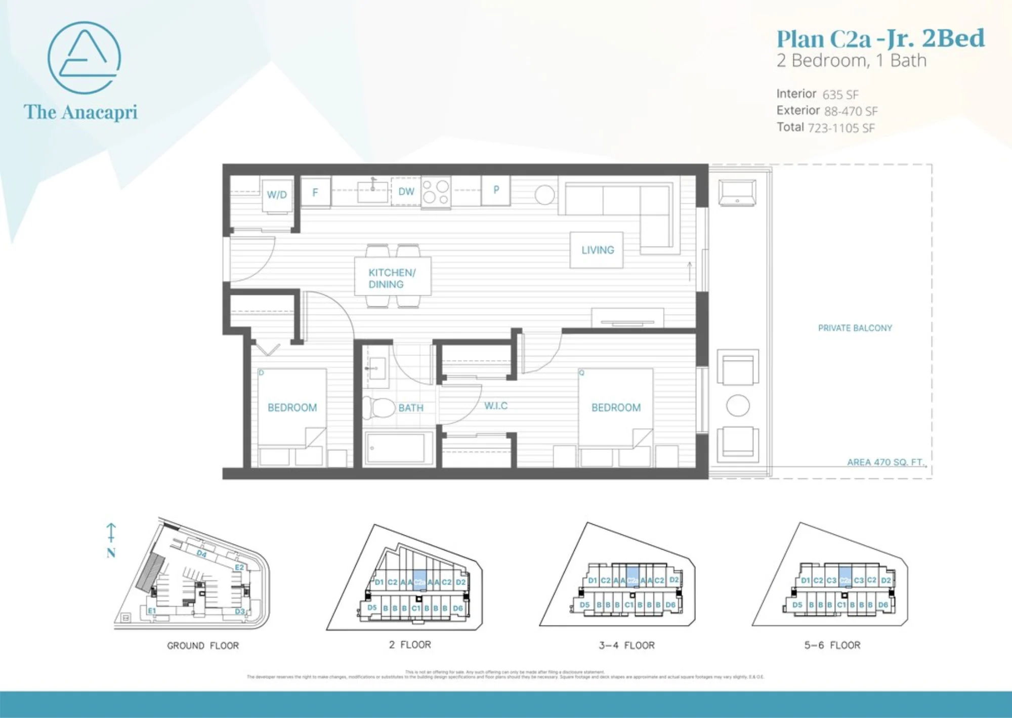The Anacapri Plan C2a — Jr. 2 Bedroom floorplan