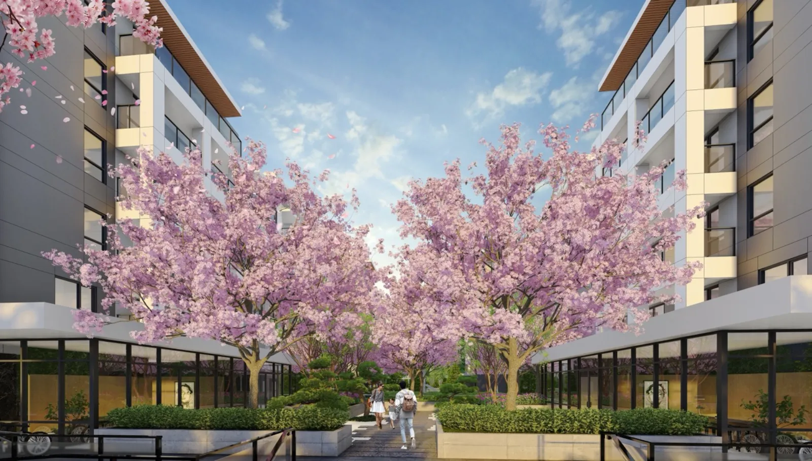 Kamilia's private landscaped courtyard at pedestrian level